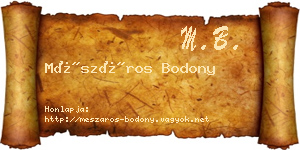 Mészáros Bodony névjegykártya